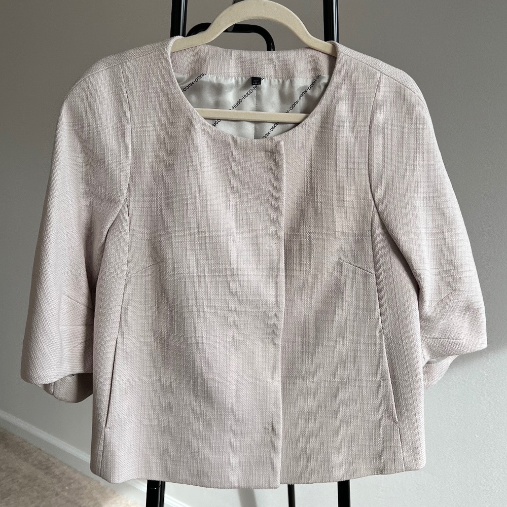 HUGO light pink cropped blazer size medium